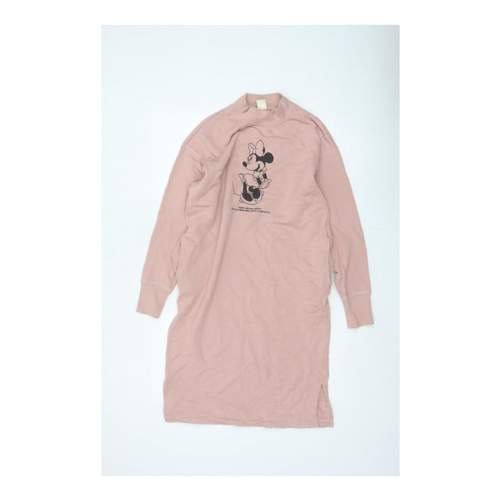 Uniqlo Women Pink S Minnie Mouse Graphic Mock Neck Jumper Dress