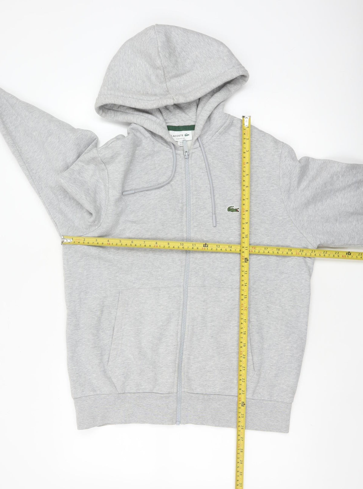 Lacoste Men’s Grey L Classic Fit Full Zip Hooded Logo Hoodie
