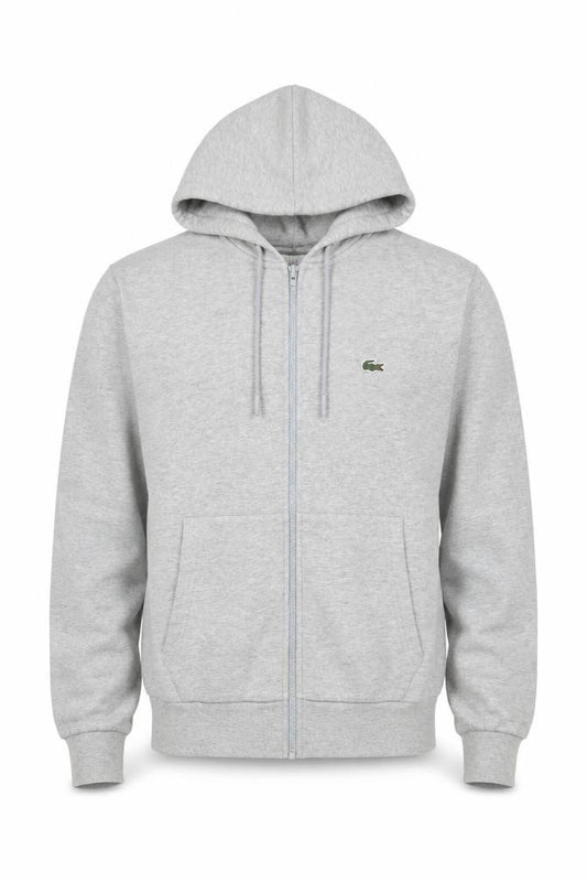 Lacoste Men’s Grey L Classic Fit Full Zip Hooded Logo Hoodie