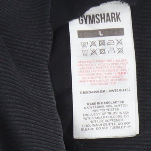 Gymshark Men's Black L Full Zip Hooded Fleece Logo Hoodie