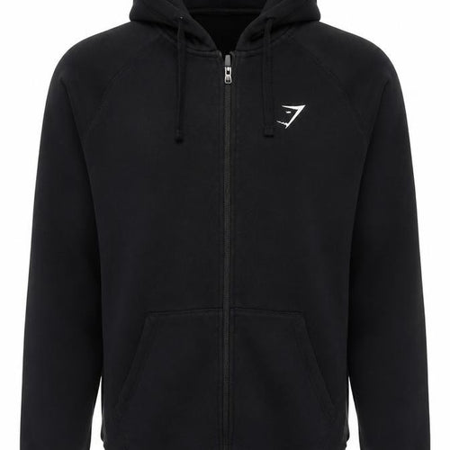 Gymshark Men's Black L Full Zip Hooded Fleece Logo Hoodie
