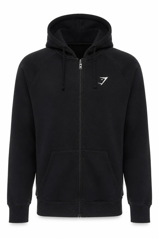 Gymshark Men's Black L Full Zip Hooded Fleece Logo Hoodie