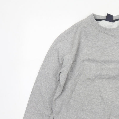 Cotton Traders Men’s Grey M Crew Neck Logo Fleece Pullover Sweatshirt