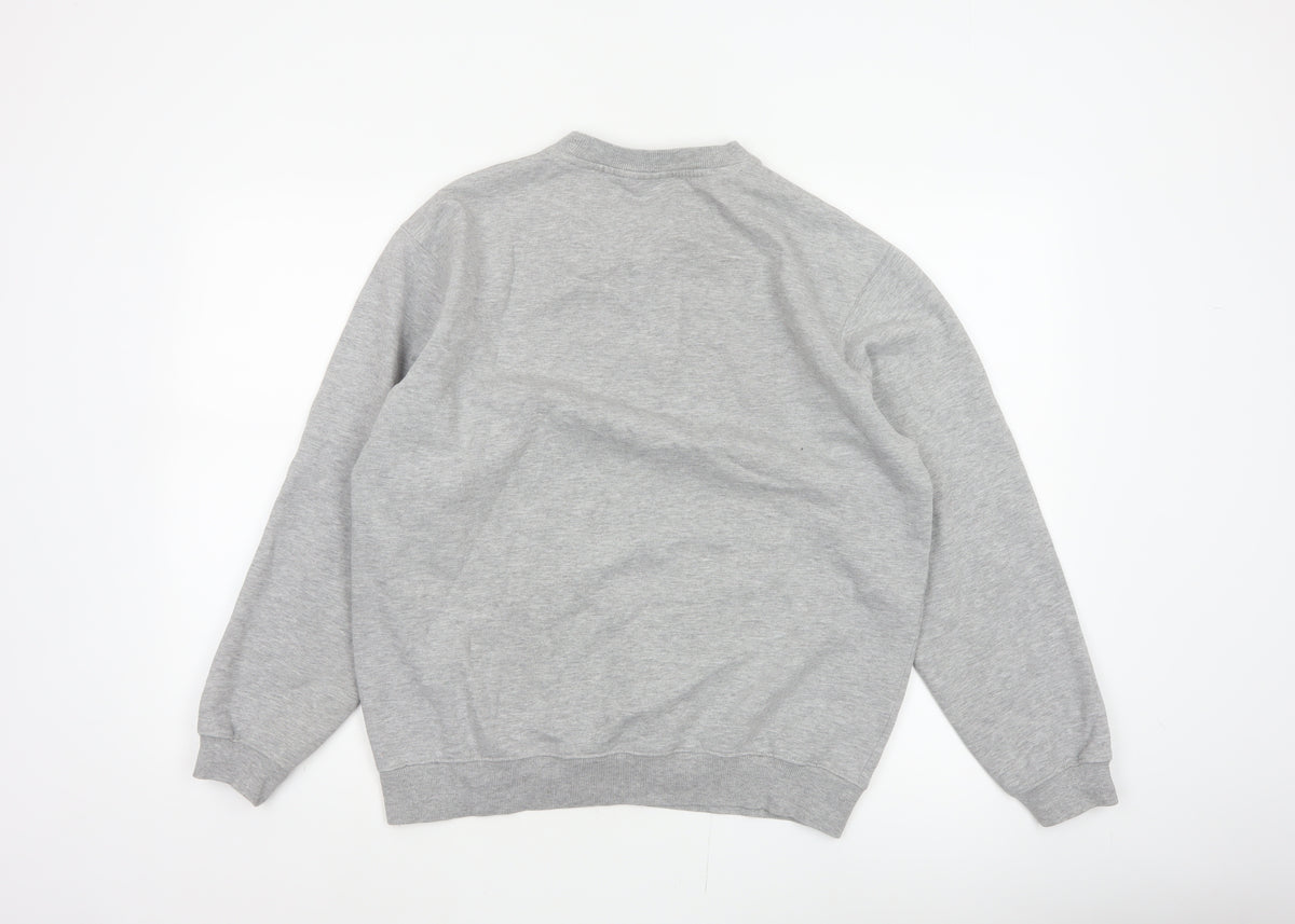 Cotton Traders Men’s Grey M Crew Neck Logo Fleece Pullover Sweatshirt