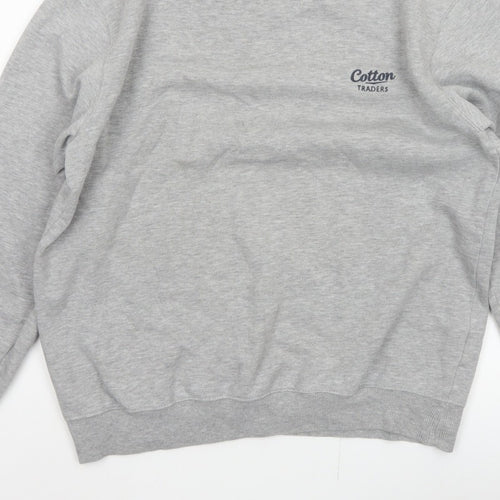Cotton Traders Men’s Grey M Crew Neck Logo Fleece Pullover Sweatshirt