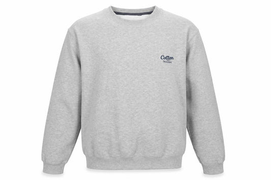 Cotton Traders Men’s Grey M Crew Neck Logo Fleece Pullover Sweatshirt