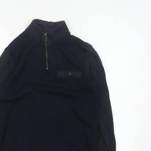 Ted Baker Men’s Blue S Half Zip High Neck Designer Sweatshirt