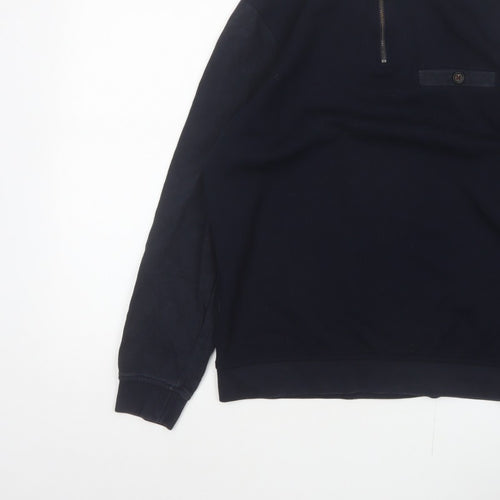 Ted Baker Men’s Blue S Half Zip High Neck Designer Sweatshirt