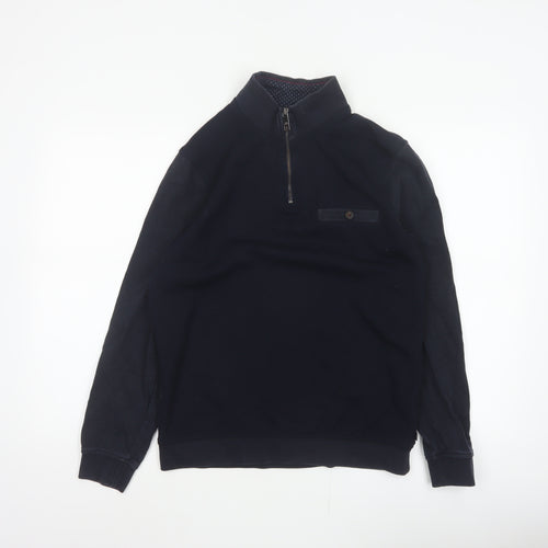 Ted Baker Men’s Blue S Half Zip High Neck Designer Sweatshirt