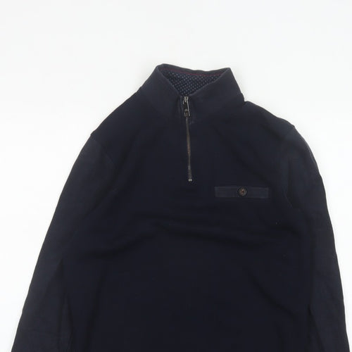 Ted Baker Men’s Blue S Half Zip High Neck Designer Sweatshirt