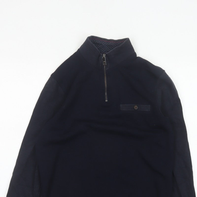 Ted Baker Men’s Blue S Half Zip High Neck Designer Sweatshirt
