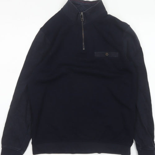 Ted Baker Men’s Blue S Half Zip High Neck Designer Sweatshirt
