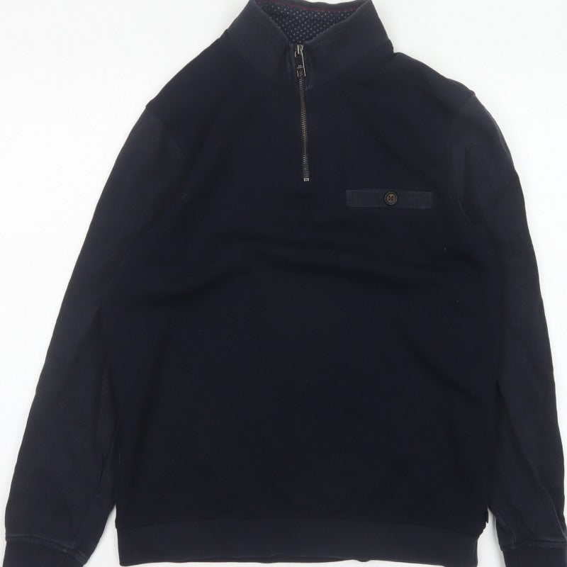 Ted Baker Men’s Blue S Half Zip High Neck Designer Sweatshirt