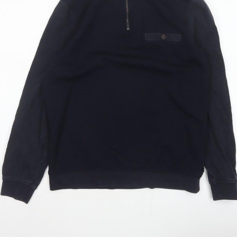 Ted Baker Men’s Blue S Half Zip High Neck Designer Sweatshirt
