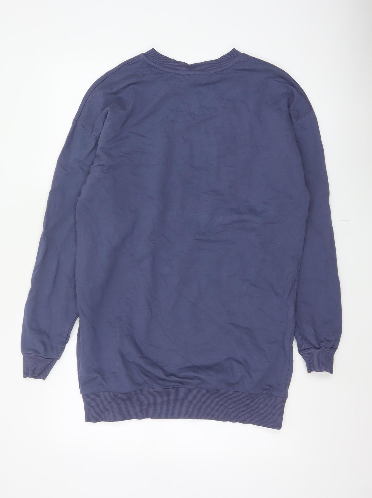 Brand and care label for ASOS Design Women’s Blue UK 8 Longline Crew Neck Pullover Sweatshirt