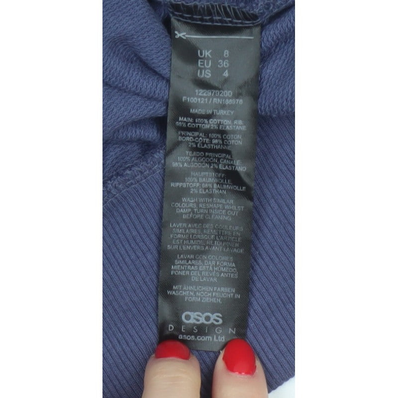 Additional view of ASOS Design Women’s Blue UK 8 Longline Crew Neck Pullover Sweatshirt