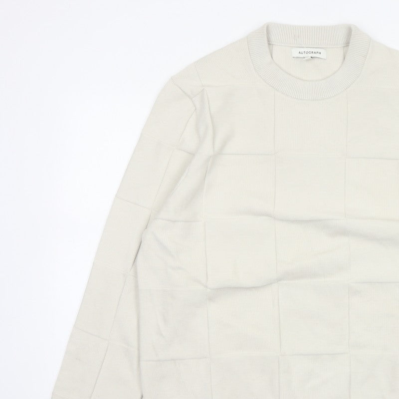 Marks & Spencer Autograph Men’s Ivory XL Geometric Knit Jumper