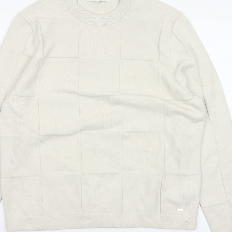 Marks & Spencer Autograph Men’s Ivory XL Geometric Knit Jumper