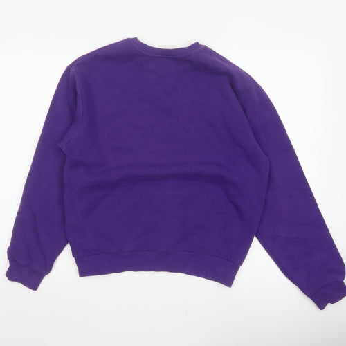 Topshop Women Purple S Paradise Palms Graphic Pullover Sweatshirt