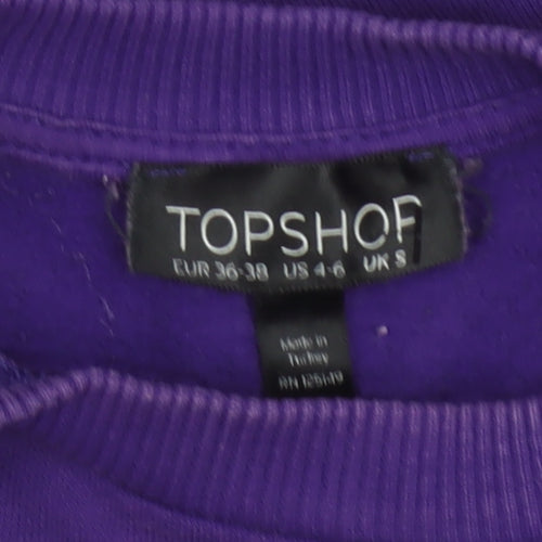 Topshop Women Purple S Paradise Palms Graphic Pullover Sweatshirt