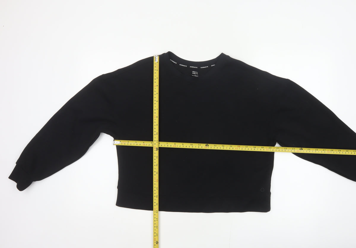 Close-up detail of Goodmove Women’s Black UK 12 Pullover Crew Neck Raglan Sweatshirt