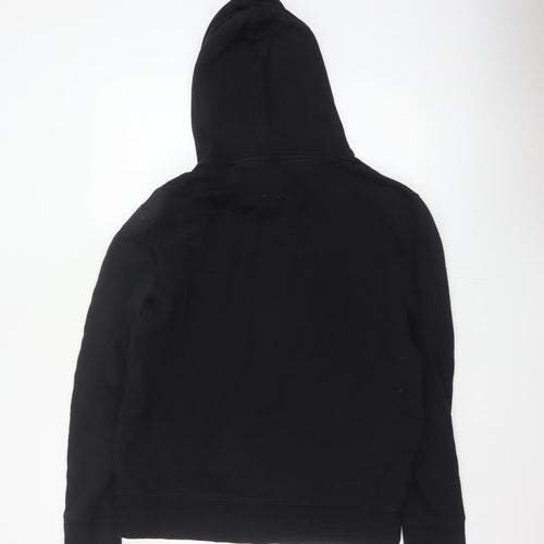 Marks and Spencer Men Black L Pullover Hoodie Cotton Blend Pockets