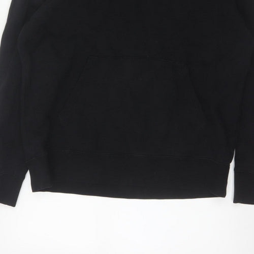 Marks and Spencer Men Black L Pullover Hoodie Cotton Blend Pockets