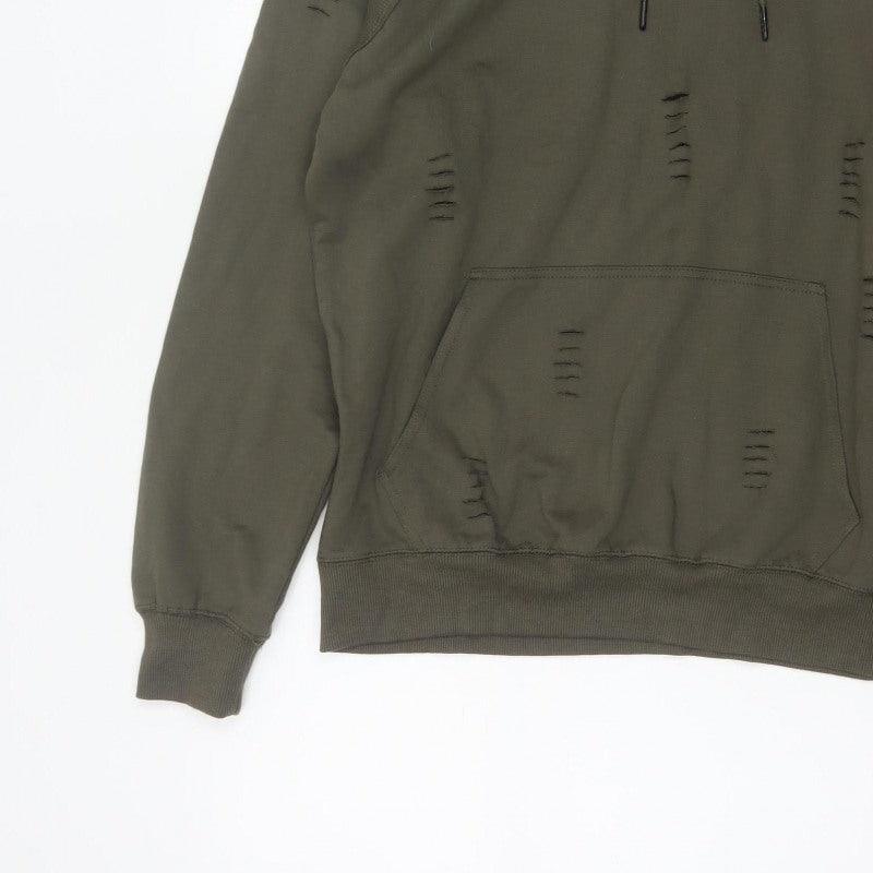 Genetic Apparel Men’s Green M Distressed Pullover Hoodie Grunge