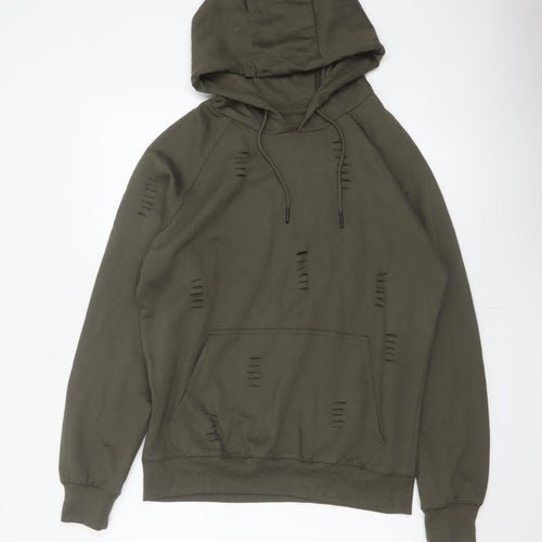 Genetic Apparel Men’s Green M Distressed Pullover Hoodie Grunge