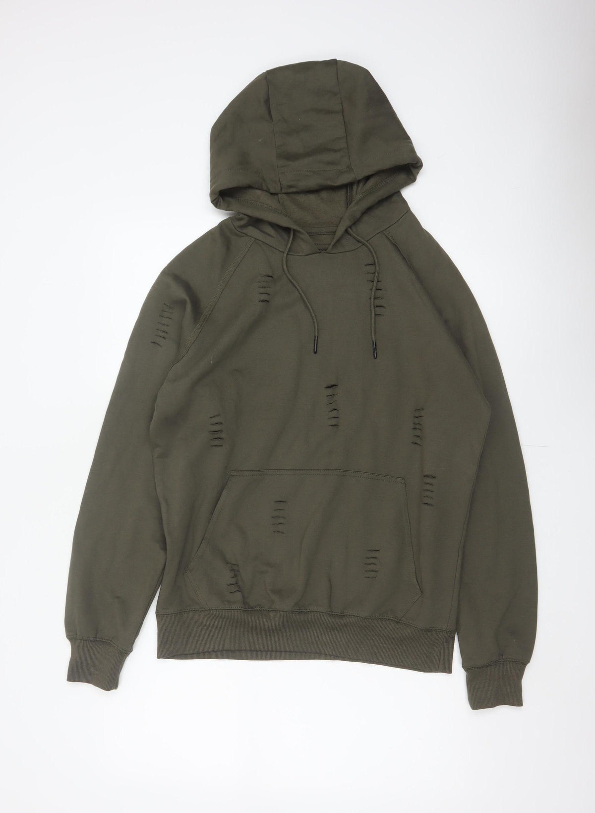 Genetic Apparel Men’s Green M Distressed Pullover Hoodie Grunge