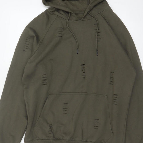 Genetic Apparel Men’s Green M Distressed Pullover Hoodie Grunge