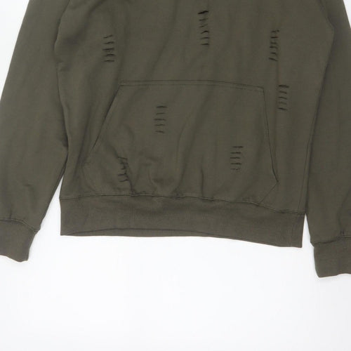 Genetic Apparel Men’s Green M Distressed Pullover Hoodie Grunge
