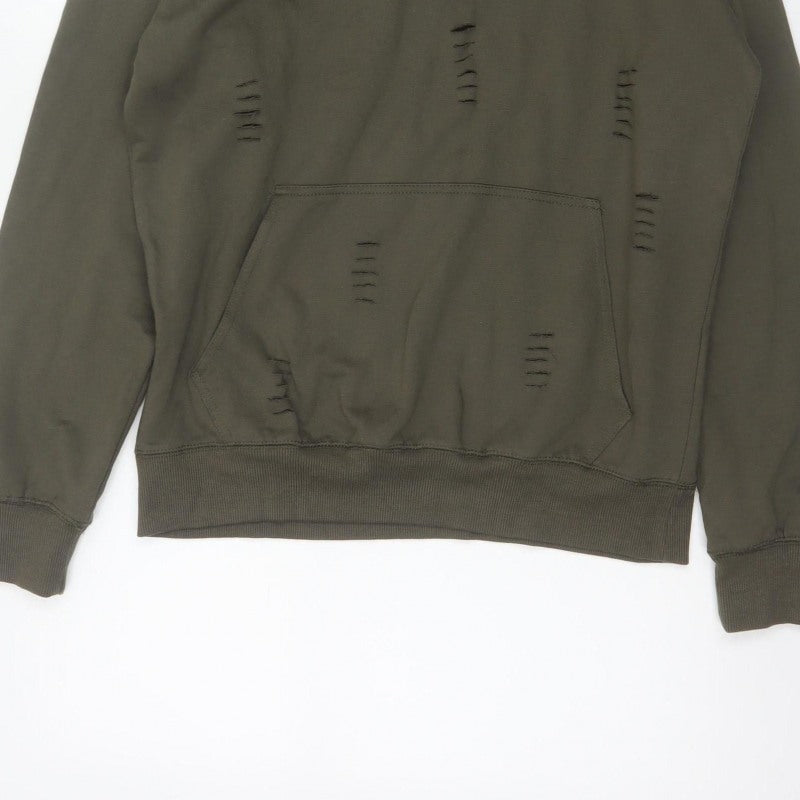 Genetic Apparel Men’s Green M Distressed Pullover Hoodie Grunge