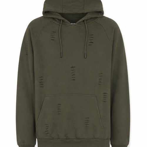 Genetic Apparel Men’s Green M Distressed Pullover Hoodie Grunge