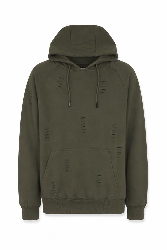 Genetic Apparel Men’s Green M Distressed Pullover Hoodie Grunge