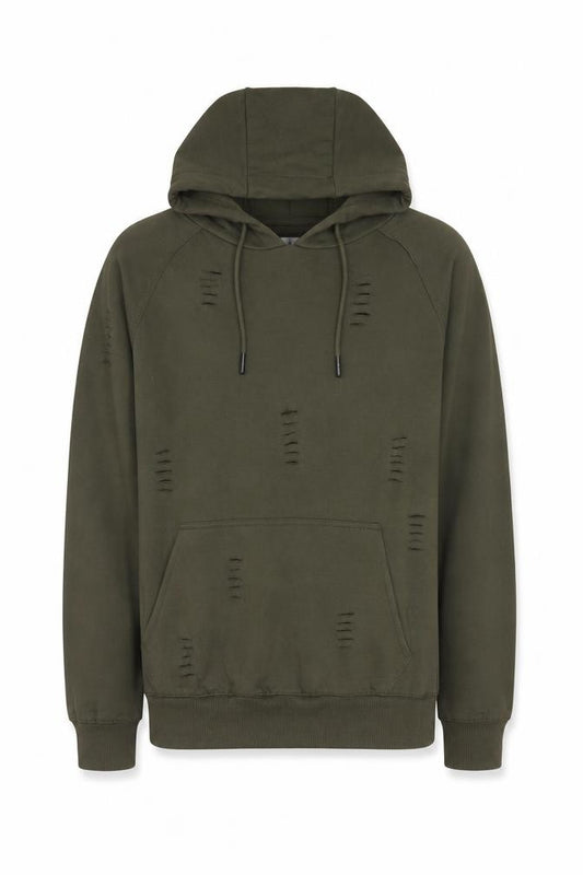 Genetic Apparel Men’s Green M Distressed Pullover Hoodie Grunge