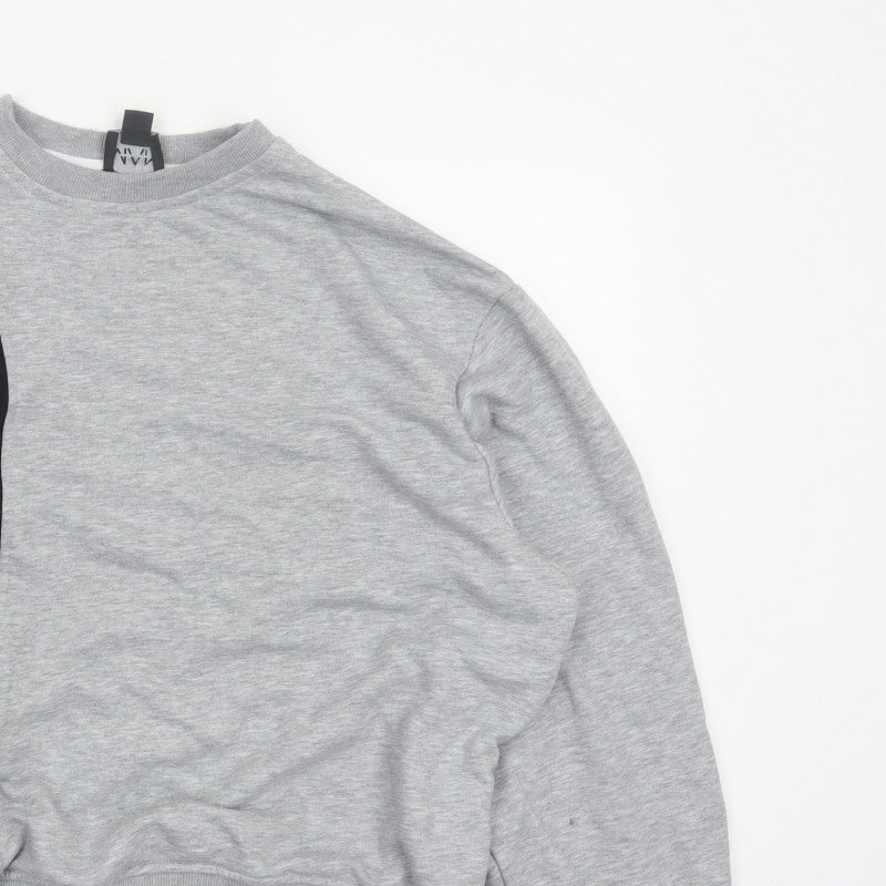 BoohooMAN Men’s Grey Black Panel Sweatshirt XL Crew Neck Pullover