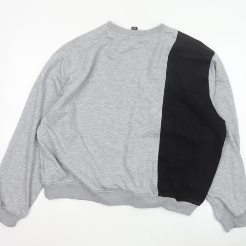 BoohooMAN Men’s Grey Black Panel Sweatshirt XL Crew Neck Pullover