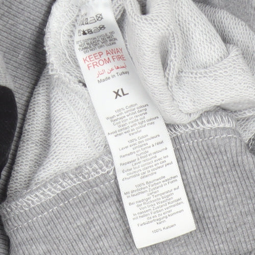 BoohooMAN Men’s Grey Black Panel Sweatshirt XL Crew Neck Pullover