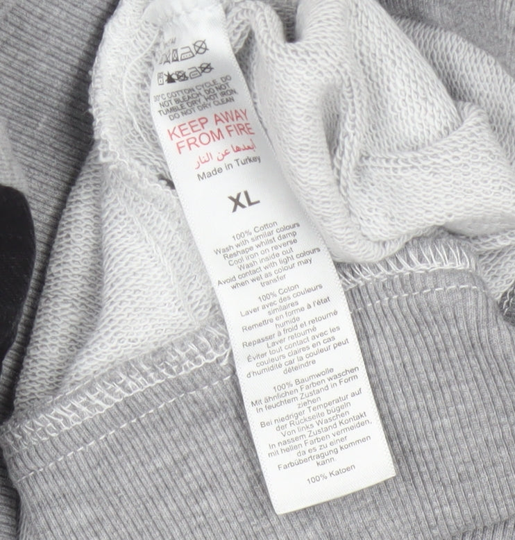 BoohooMAN Men’s Grey Black Panel Sweatshirt XL Crew Neck Pullover