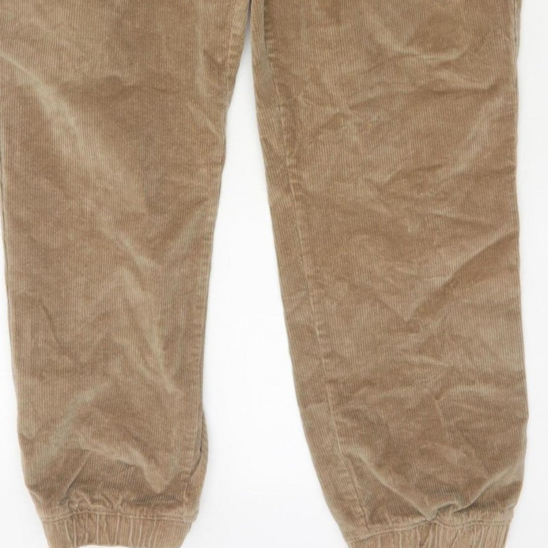 Denim Co. Men’s Beige M Corduroy Cuff Jogger Trousers Drawstring
