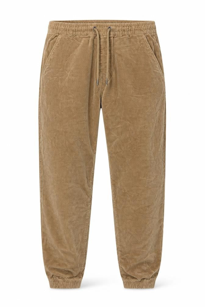 Denim Co. Men’s Beige M Corduroy Cuff Jogger Trousers Drawstring