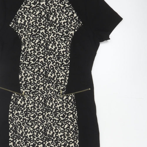 Marks and Spencer Women Black Leopard Print UK 12 Pencil Dress