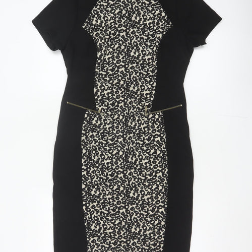 Marks and Spencer Women Black Leopard Print UK 12 Pencil Dress