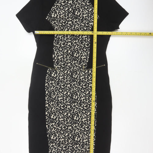 Marks and Spencer Women Black Leopard Print UK 12 Pencil Dress