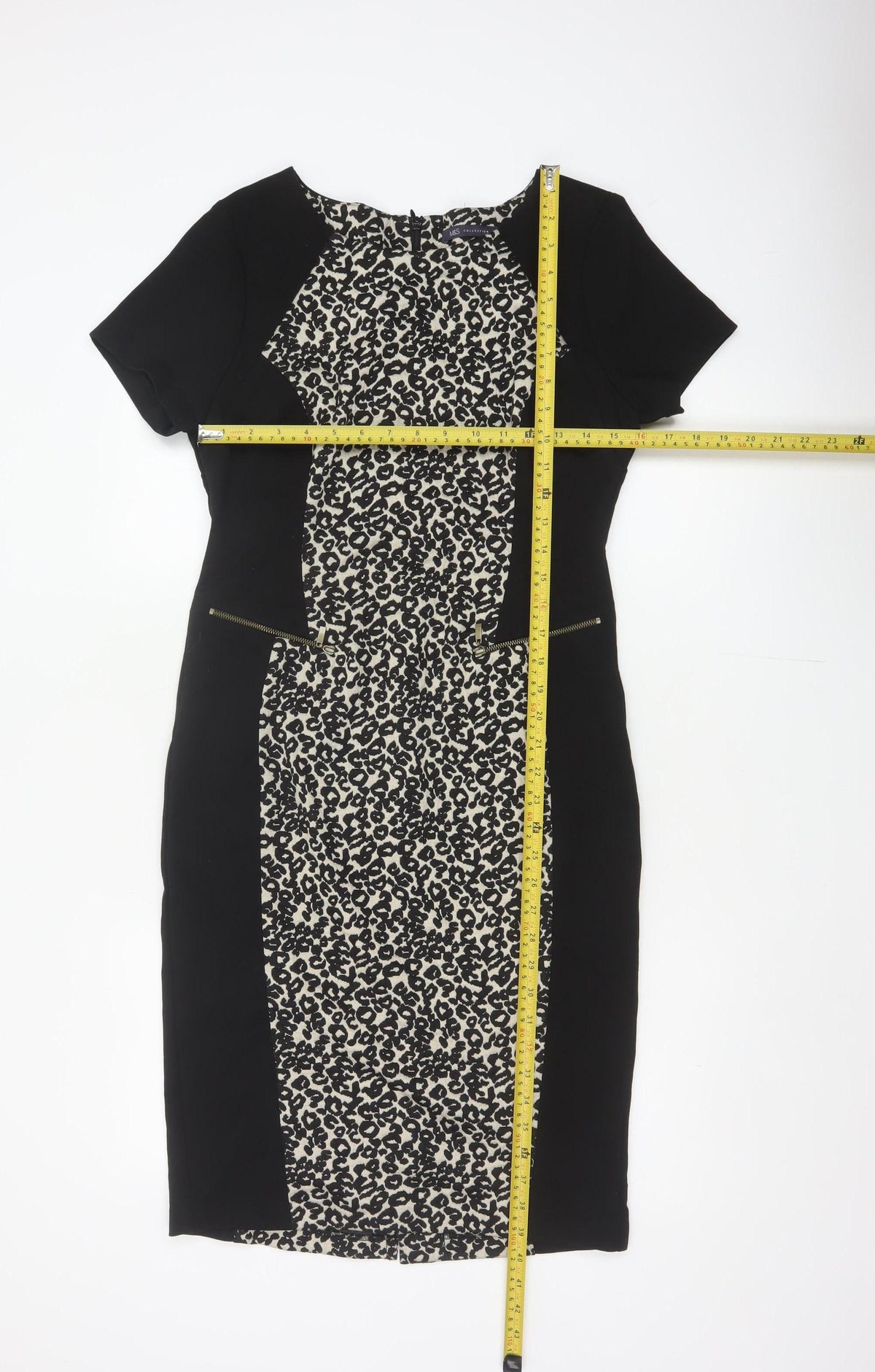 Marks and Spencer Women Black Leopard Print UK 12 Pencil Dress