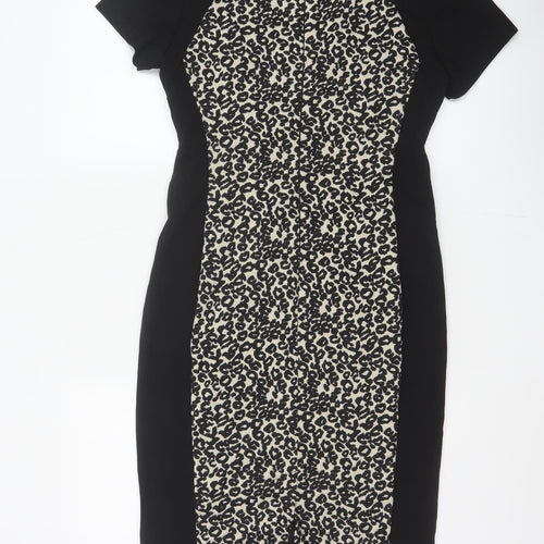 Marks and Spencer Women Black Leopard Print UK 12 Pencil Dress