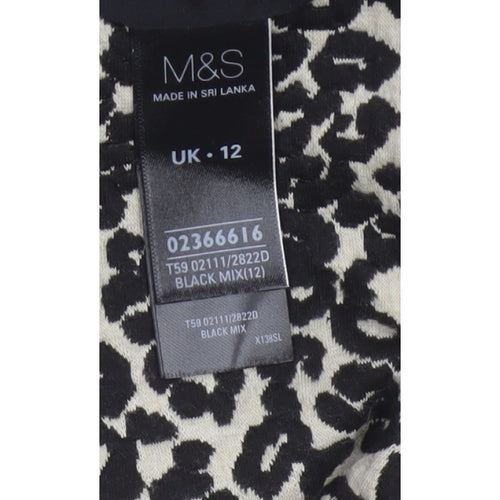Marks and Spencer Women Black Leopard Print UK 12 Pencil Dress