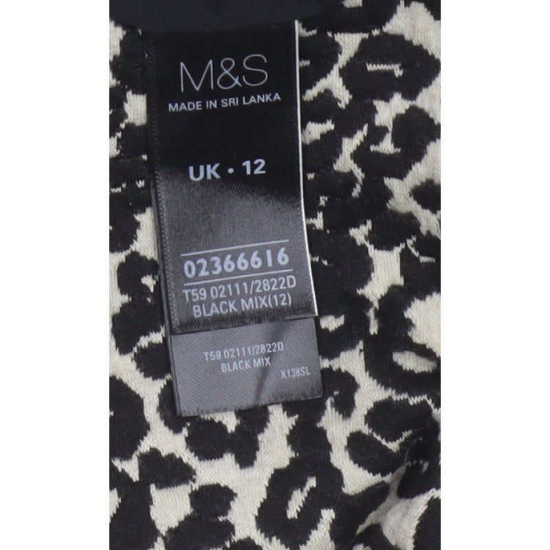 Marks and Spencer Women Black Leopard Print UK 12 Pencil Dress