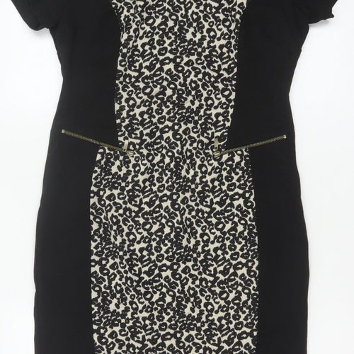Marks and Spencer Women Black Leopard Print UK 12 Pencil Dress
